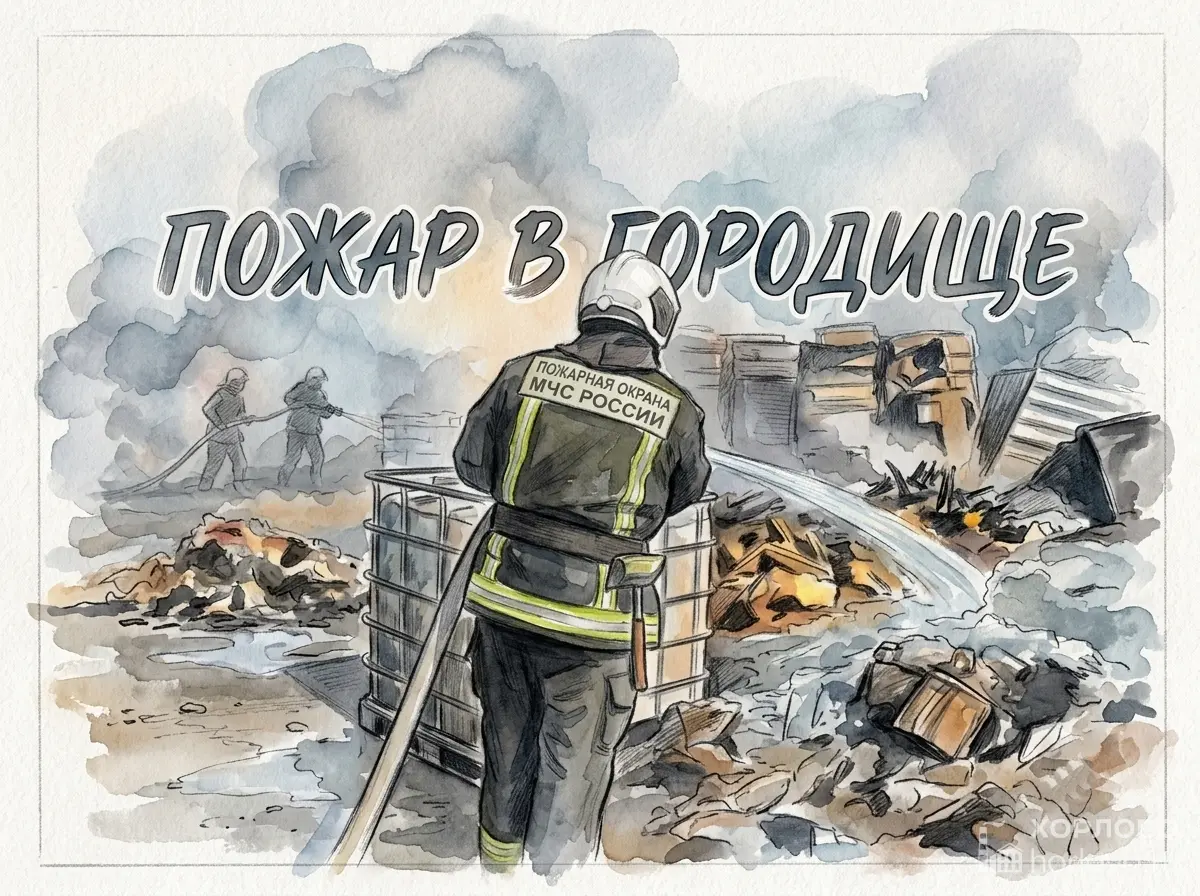 В Городище под Воскресенском потушили пожар на площадке хранения