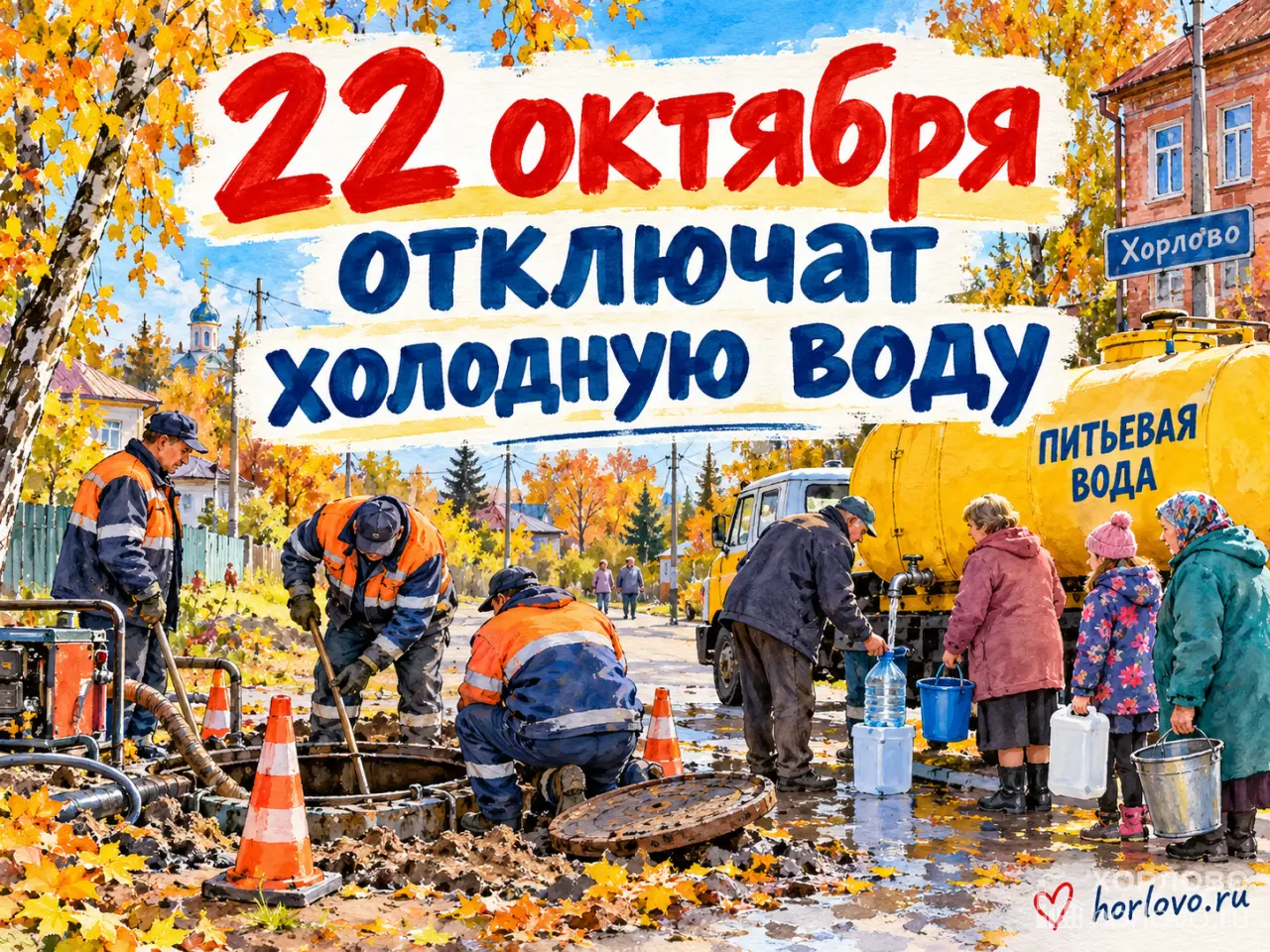 22 октября в Хорлово отключат холодную воду